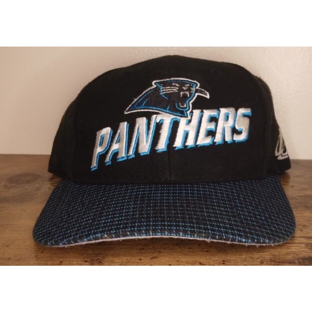 Vintage 90s Carolina Panthers Checkerboard Hat Adjustable Authentic NFL Pro Line